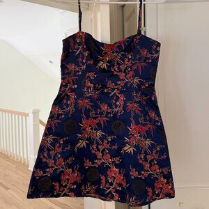 Realisation par navy silk mini dress